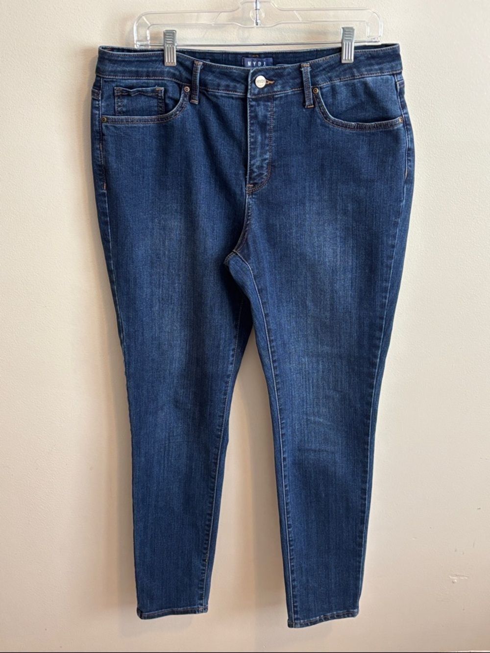 NYDJ Ami Skinny Legging Jeans Size 12 Dark Indigo Wash Lift Tuck Denim Women